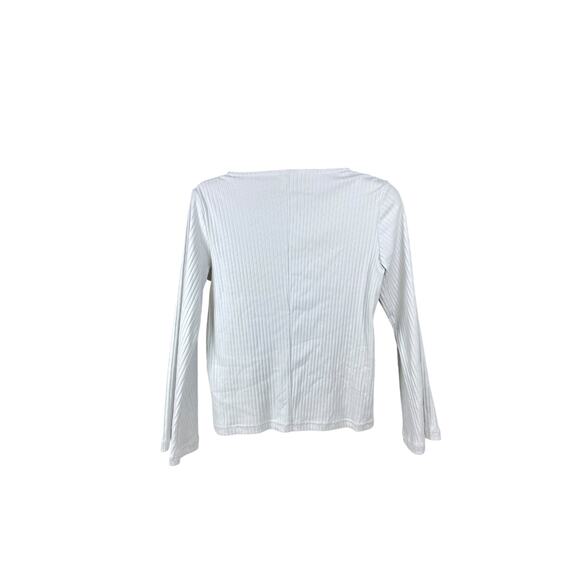 Nike Women’s Ribbed Long Sleeve Top Small White Stretch Tee Activewear Pullover - Picture 4 of 5